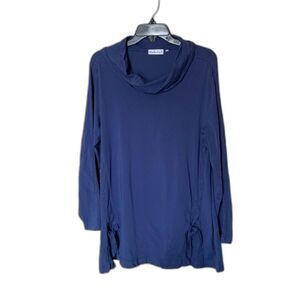 Habitat Blue Long Sleeve Cowl Neck Tunic with Ties Size Large Style 26238